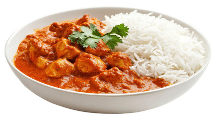 Chicken tikka masala with basmati rice a flavorful and creamy indian dish served in bowl