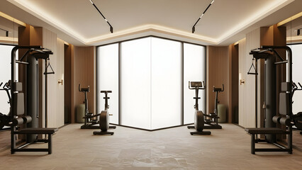 Modern gym interior with advanced fitness equipment