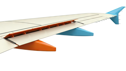 Airplane wing with extended flaps and winglet