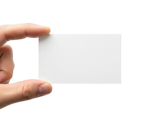 Obraz premium Hand holding a blank white horizontal rectangle against isolated on a transparent background