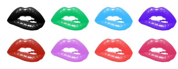 Obraz premium Colourful retro mouth collage 