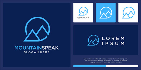 Mountain speak logo design with bubble chat.