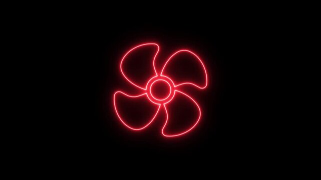 neon motion graphic animation A dynamic neon air colur . The glowing neon fan icon pulses with vibrant colors in the animation. The neon colur icon red color animation