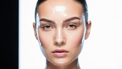 Futuristic facial technology for advanced biometric analysis and next-generation cosmetic innovation