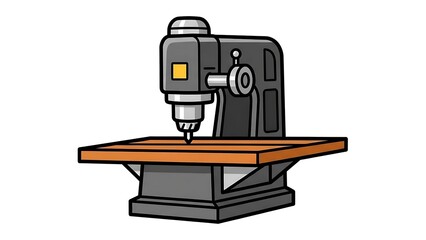 Drilling Machine on Workbench Illustration.