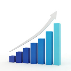 Minimalist blue rising bar chart vector isolated on white