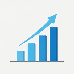 Minimalist blue rising bar chart vector isolated on white