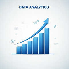 Minimalist blue rising bar chart vector isolated on white