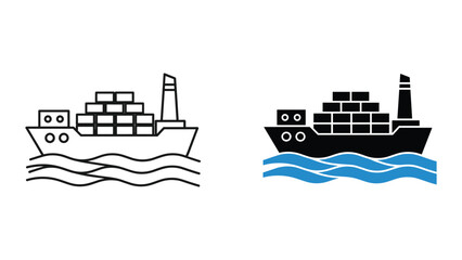 Cargo ship illustration set © jpgbazar