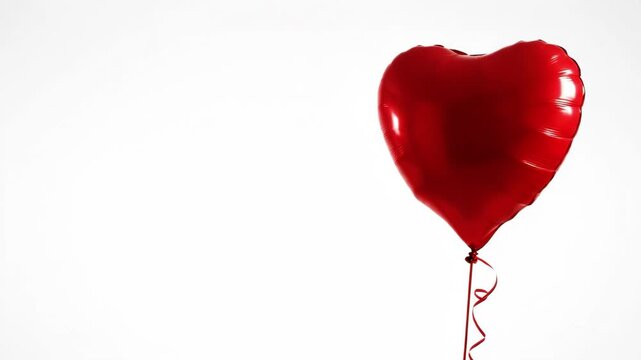 Shiny red heartshaped balloon isolated on white background
