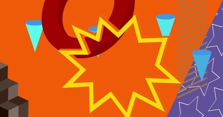 Geometrical graphic retro theme background animation with place for text. Minimal geometric elements frame video. Vintage abstract shapes for advertising. - Powered by Adobe