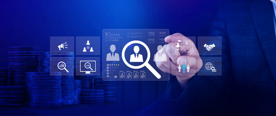 Job search concept. HR or Hiring Human Resources, unemployment finding job search for resume...