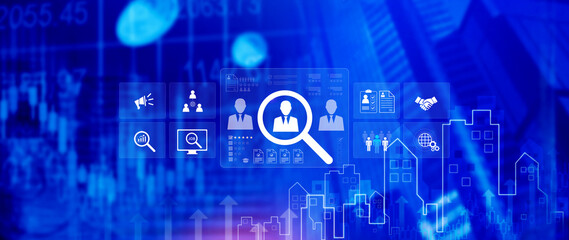 Job search concept. HR or Hiring Human Resources, unemployment finding job search for resume register job interview, find your career. headhunting and recruitment process. not ai