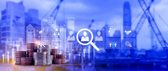 Job search concept. HR or Hiring Human Resources, unemployment finding job search for resume...