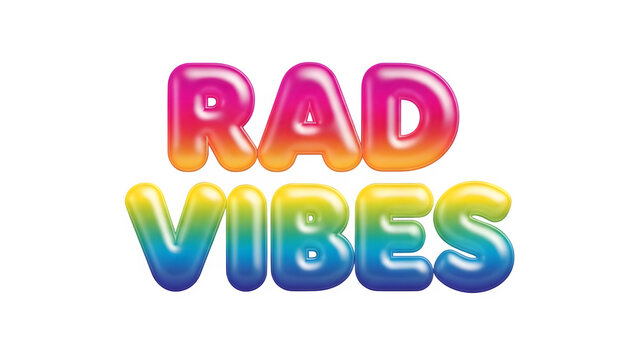 Colorful rad vibes text on isolated on transparent background - Powered by Adobe