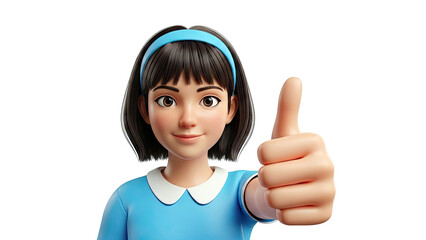 Cartoon Girl Giving Thumbs Up