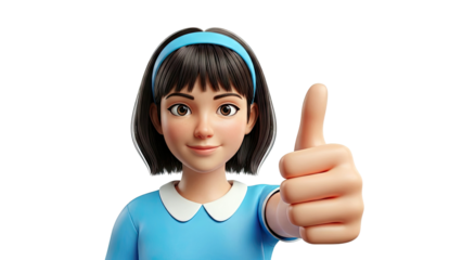 Cartoon Girl Giving Thumbs Up
