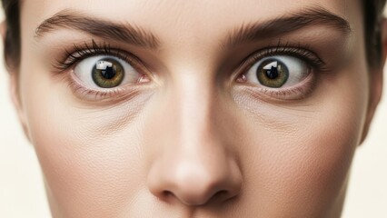 Obraz premium Startled human eyes reveal a raw expression of shock and disbelief in an extreme close-up view