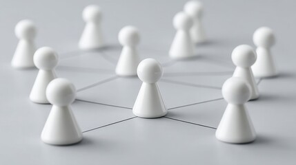 Obraz premium Interconnected Network of White Game Pieces on a Light Background Representing Collaboration and Strategy Dynamics