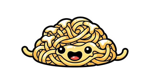 Cartoon Spaghetti Character with Happy Face.