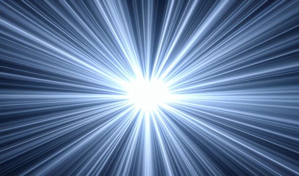 A staggering burst of light explodes outward from a brilliant core, rays piercing space-like darkness; a symbolic moment of ignition, revelation, and cosmic energy awakening wonder. 4K and HD Video