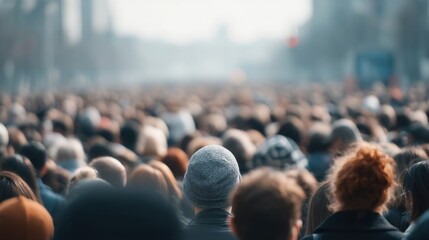Large Crowd of People Gathered in a City Urban Setting with Diverse Individual Styles and Expressions