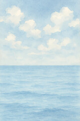 Fototapeta premium blue ocean with white clouds in the sky
