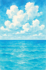 Fototapeta premium blue ocean with white clouds in the sky