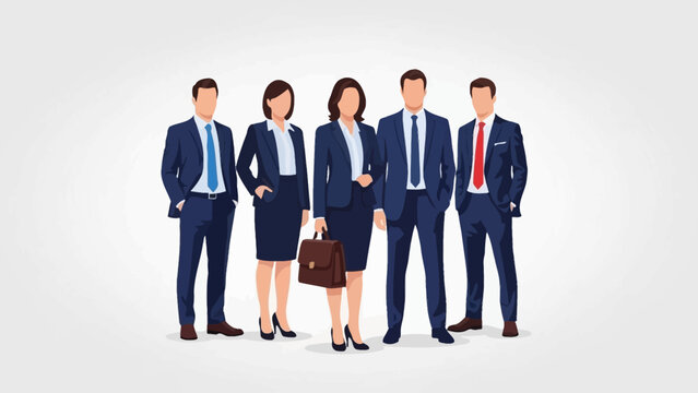 Diverse Business Team in Professional Attire Standing Together Confidently