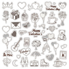 full set icon Happy Valentine's Day cute
