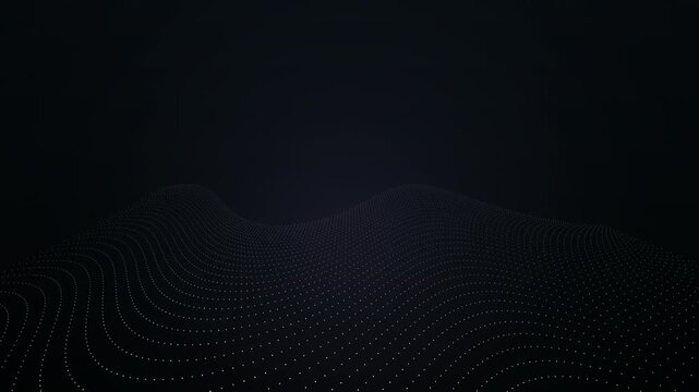 Dynamic wave pattern of white dots against a dark background