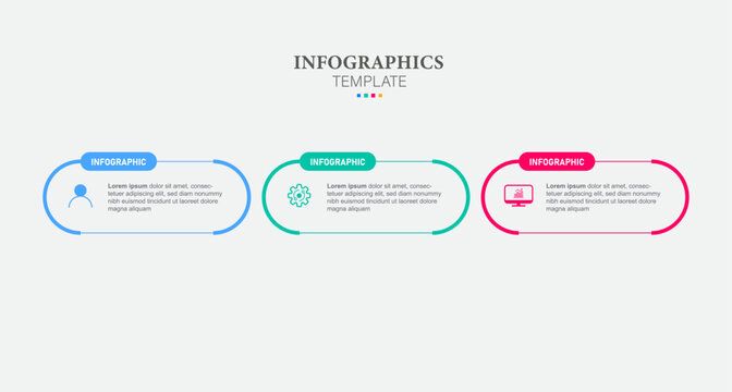 Vector Infographic long circle label, infographic with number 3 options processes