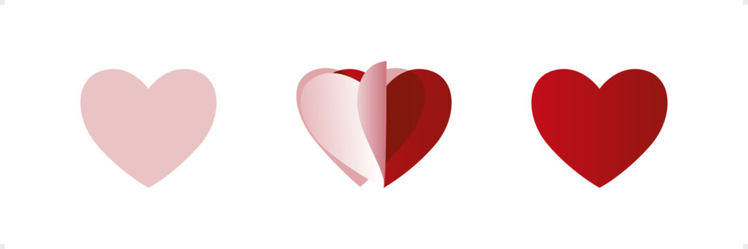 Valentines Day vector illustration with pink red true love open heart shapes on transparent background