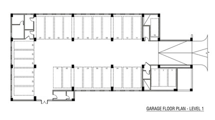Detailed garage floor plan with labeled parking spaces