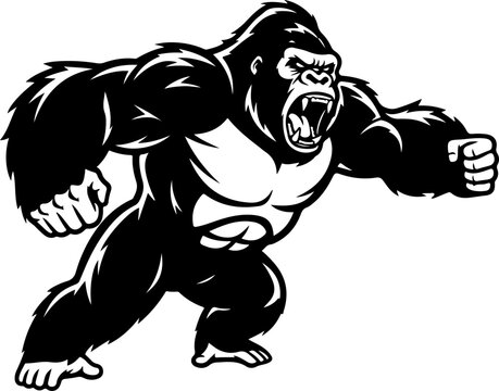 Angry Gorilla black silhouette Vector illustration