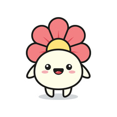 Fototapeta premium Adorable Cartoon Flower Character Illustration
