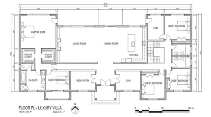Luxury villa floor plan with spacious living areas and bedrooms