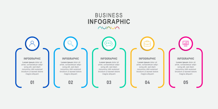 Vector infographic numbered process chart template. Five steps