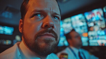 National security concern depicted inside a modern control room environment