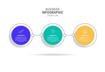Timeline infographic design with circle for business template. Vector 3 steps.
