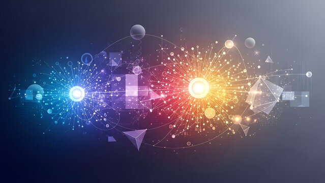 Abstract visualization of a global technology network with glowing nodes and complex data connections - Powered by Adobe