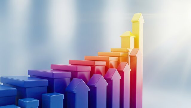 Business Growth Analysis, Colorful Graphs, Office, Illustration, Modern, Aerial View, Strategy