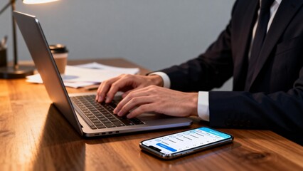 Person working on laptop at desk