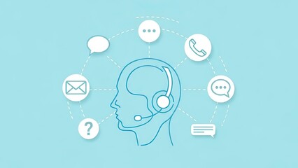 Customer Support Interaction, Service Agents, Remote Office, Digital Illustration, Modern Environment, Side View, Communication Strategies