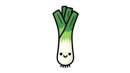 Cartoon Green Onion Character Illustration.