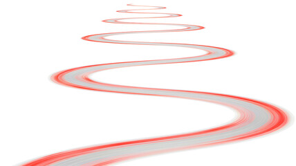 Vibrant red and gray light trails swirling in black space