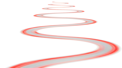 Vibrant red and gray light trails swirling in black space