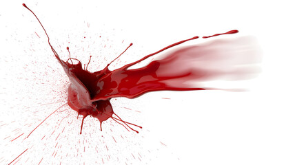 Vibrant red liquid splashing dynamically isolated on transparent background