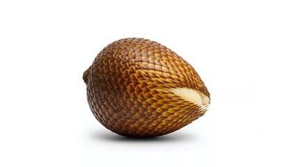 Brown areca nut with unique texture on white background