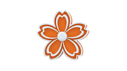 Orange and White 3D Flower Graphic